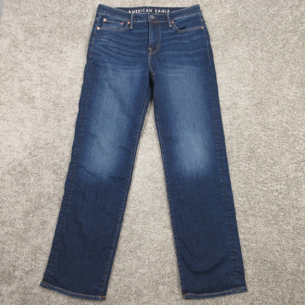 American Eagle Jeans Mens 30x32 Blue Relaxed Straight Airflex Faded Denim Pants
